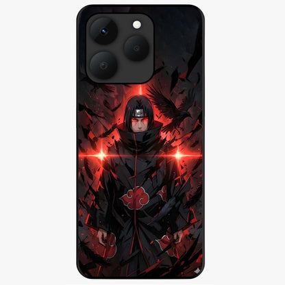 Focused Blade Discipline Glass Case showing flat back view with warrior sword themed artwork and glossy glass finish.