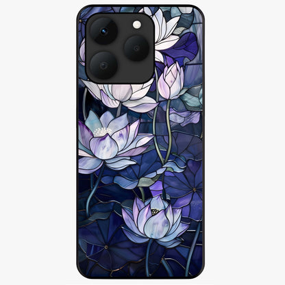 Gloss Petal Rush Glass Case showing flat back view with glossy flower petal artwork and smooth glass finish.