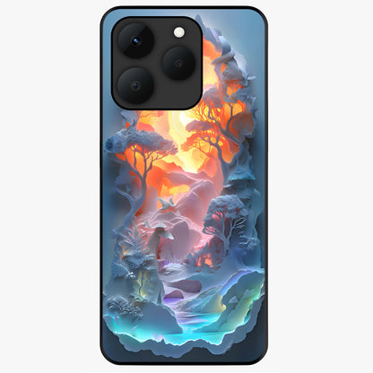 Glow Forest Portal Glass Case showing flat back view with glowing forest portal artwork and glossy glass finish.