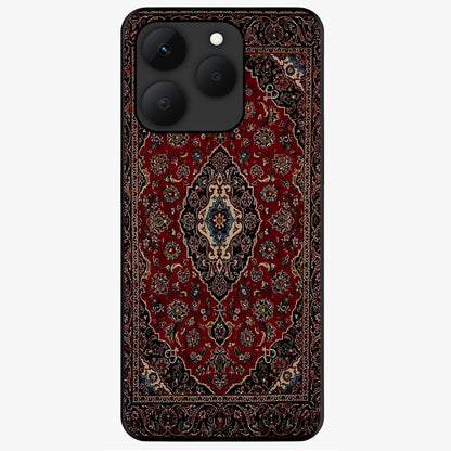 Heritage Carpet Royale Glass Case showing flat back view with ornate Persian carpet inspired pattern and glossy glass finish.