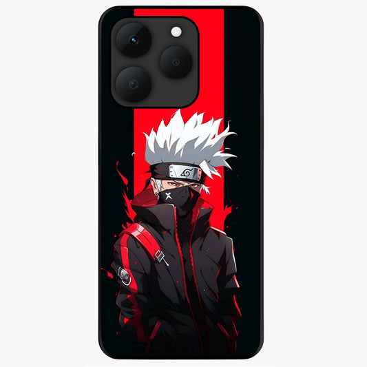 Kakashi Scarlet Shadow Glass Case showing flat back view with powerful anime ninja artwork and glossy glass finish.