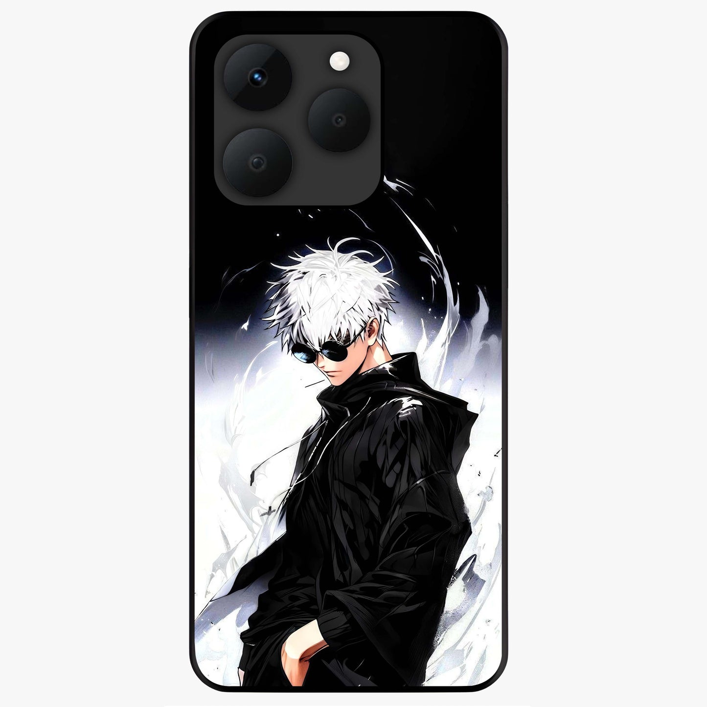 Limitless Shadow King Glass Case showing flat back view with powerful shadow warrior artwork and glossy glass finish.