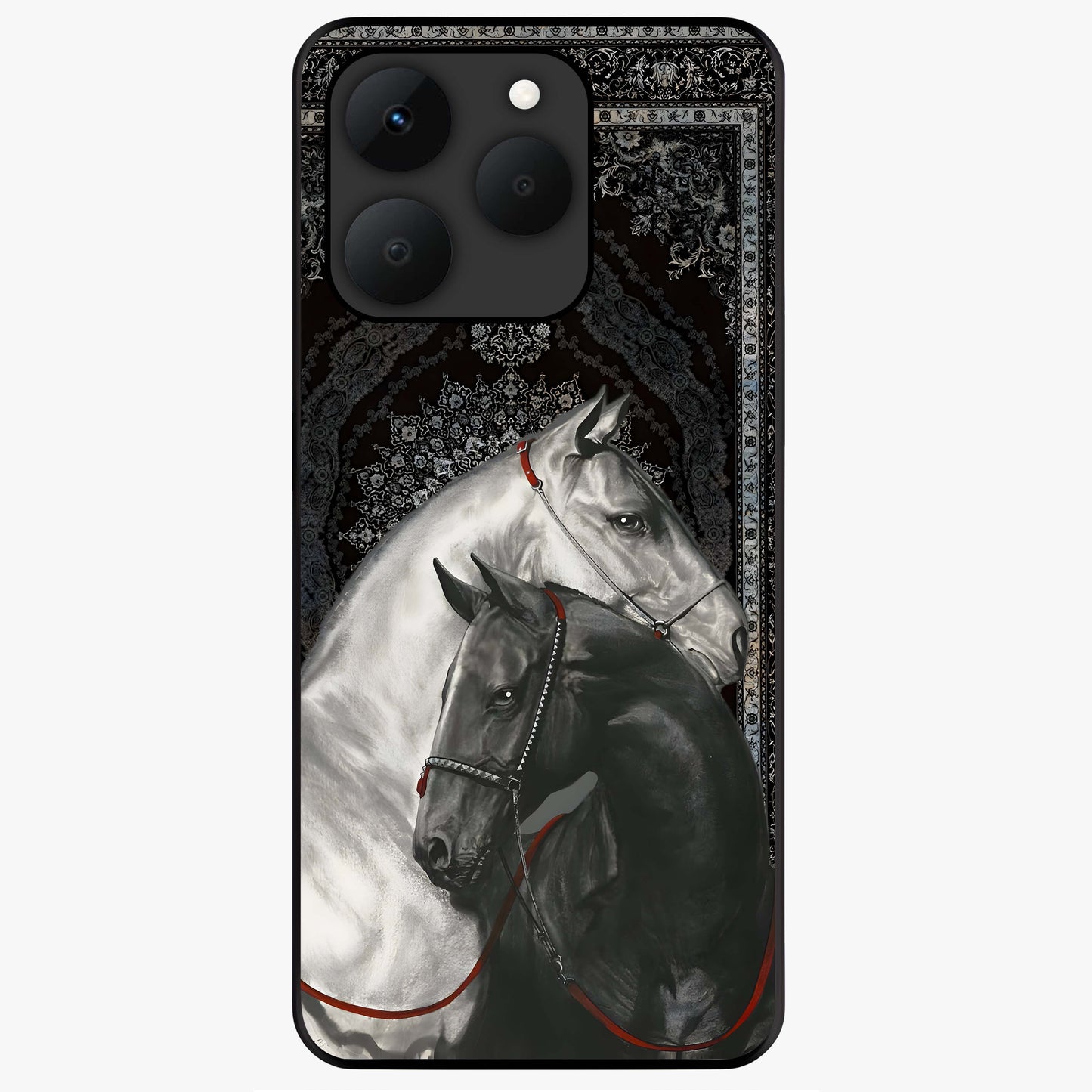 Majestic Ride Legacy Glass Case showing flat back view with powerful automotive inspired artwork and glossy glass finish.