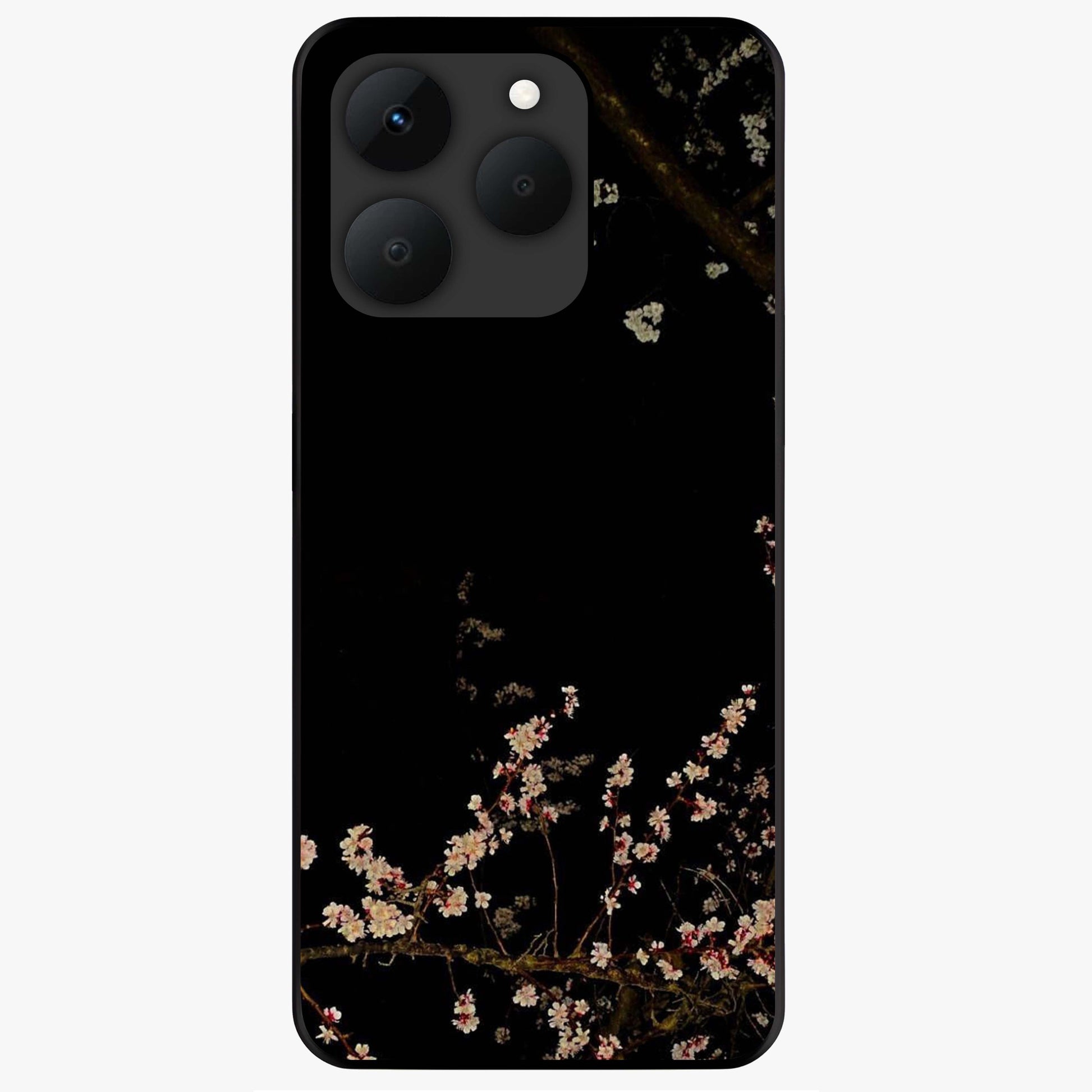 Petal Moon Light With Custom Name Glass Case showing flat back view with floral moonlight artwork and personalized name design.
