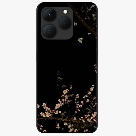 Petal Moon Light With Custom Name Glass Case showing flat back view with floral moonlight artwork and personalized name design.