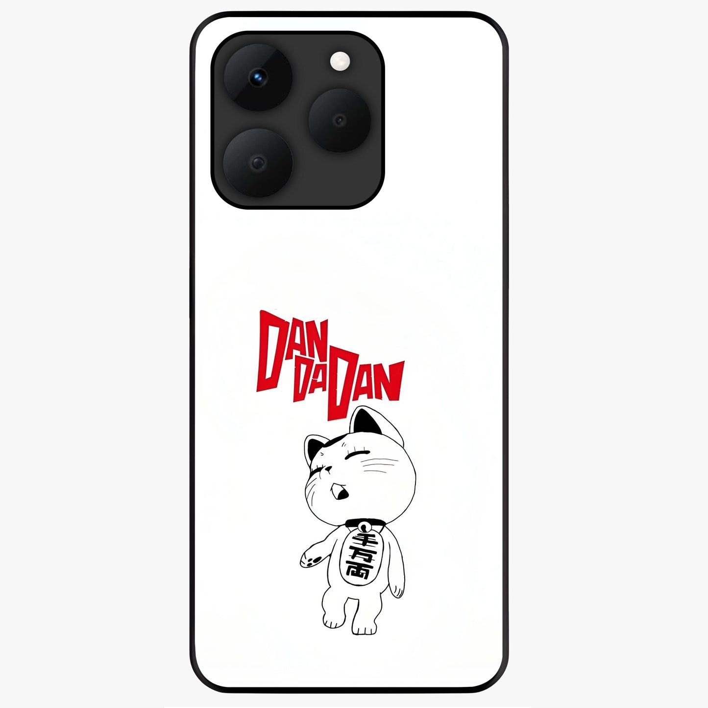 Playful Spirit Charm Glass Case showing flat back view with cheerful charm themed artwork and glossy glass finish.