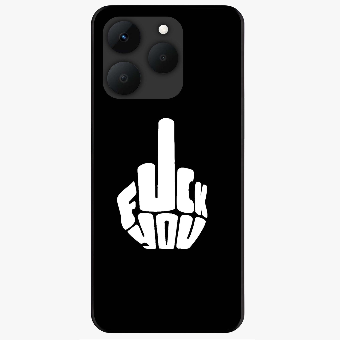 Rebel Mode On Glass Case showing flat back view with bold rebellious typography artwork and glossy glass finish.