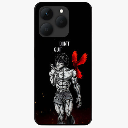 Rise Beyond Limits Glass Case showing flat back view with motivational typography artwork and glossy glass finish.