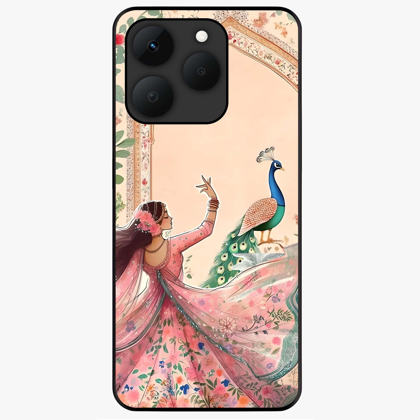 Royal Grace Muse Glass Case showing flat back view with elegant artistic artwork and glossy glass finish.