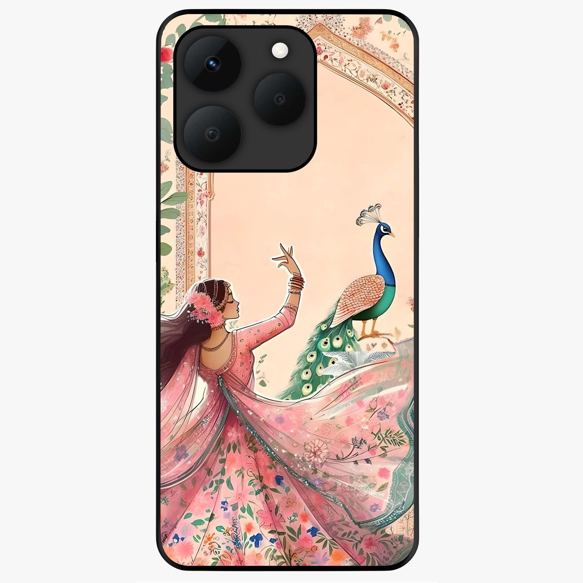 Royal Grace Muse Glass Case showing flat back view with elegant artistic artwork and glossy glass finish.