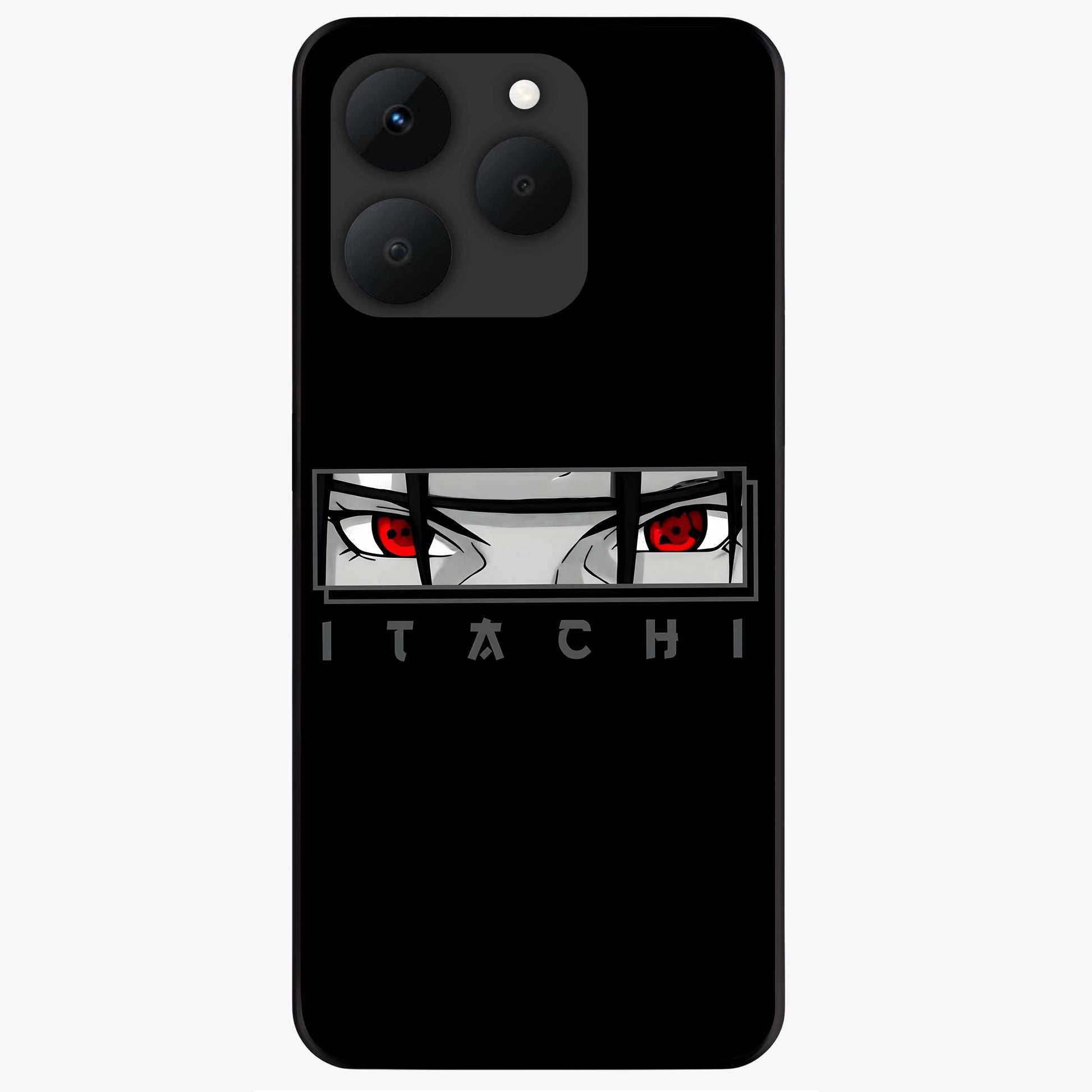 Scarlet Gaze Dominance Glass Case showing flat back view with striking red themed artwork and glossy glass finish.