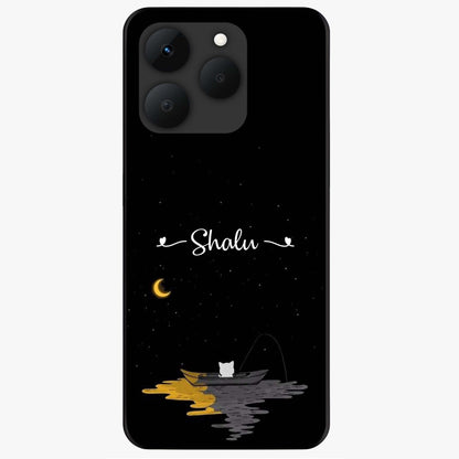 Silent Night Row Glass Case showing flat back view with calm night themed artwork and glossy glass finish.