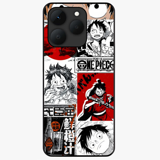Strawhat Chaos Panels Glass Case showing flat back view with anime inspired chaos panel artwork and glossy glass finish.
