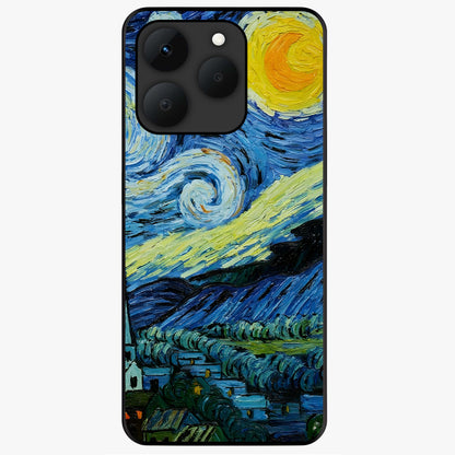 Van Gogh Art Glass Case showing flat back view with classic painterly artwork inspired by Van Gogh style and glossy glass finish.