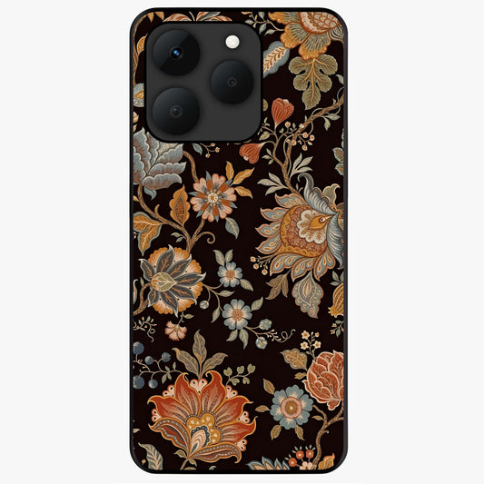 Vintage Floral Dream Glass Case showing flat back view with classic floral artwork and glossy glass finish.
