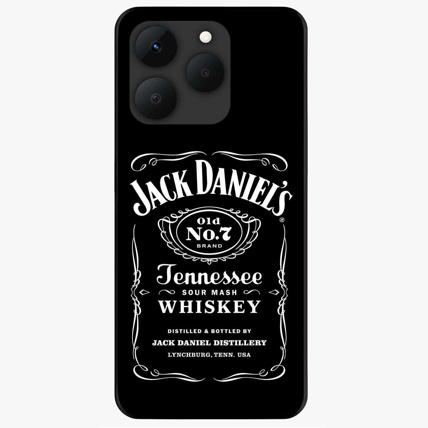 Vintage Whiskey Heritage Glass Case showing flat back view with classic whiskey inspired artwork and glossy glass finish.
