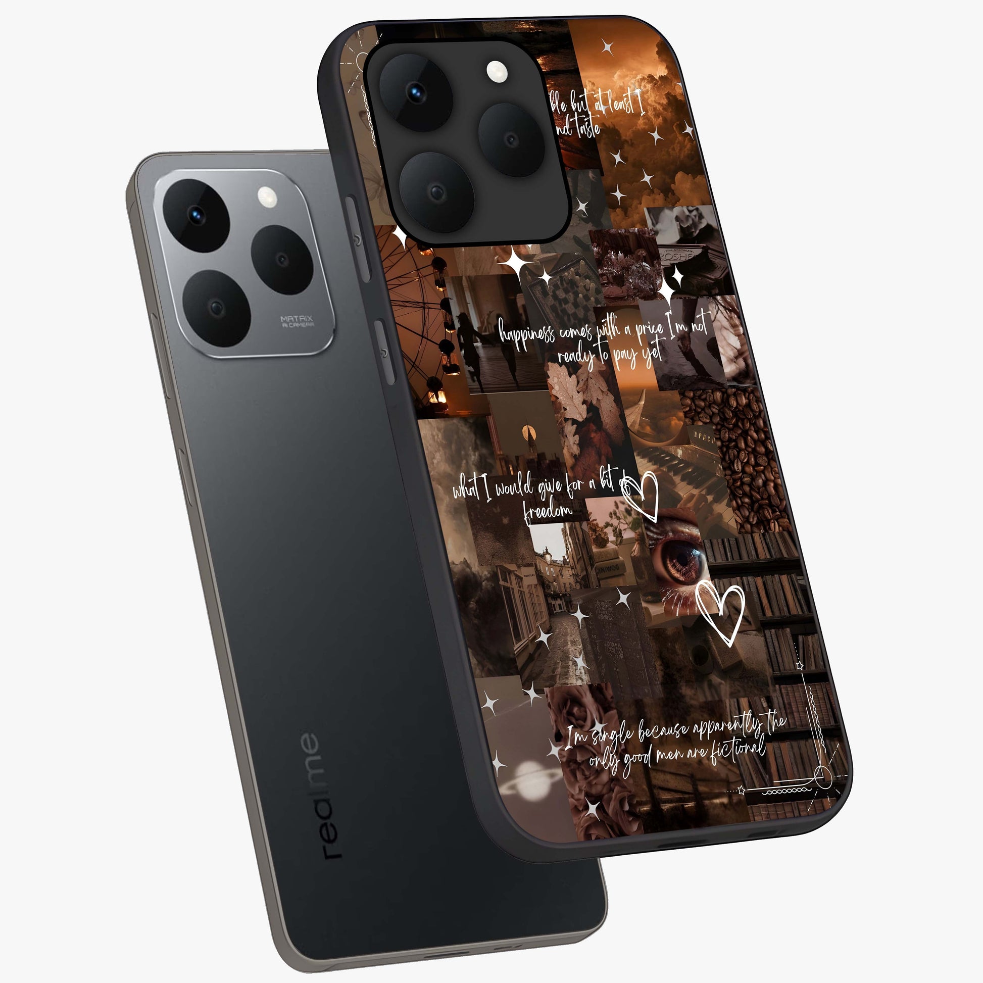 Bittersweet Aesthetic Chaos Glass Case displayed in angled mockup highlighting expressive abstract artwork and edgy aesthetic theme.