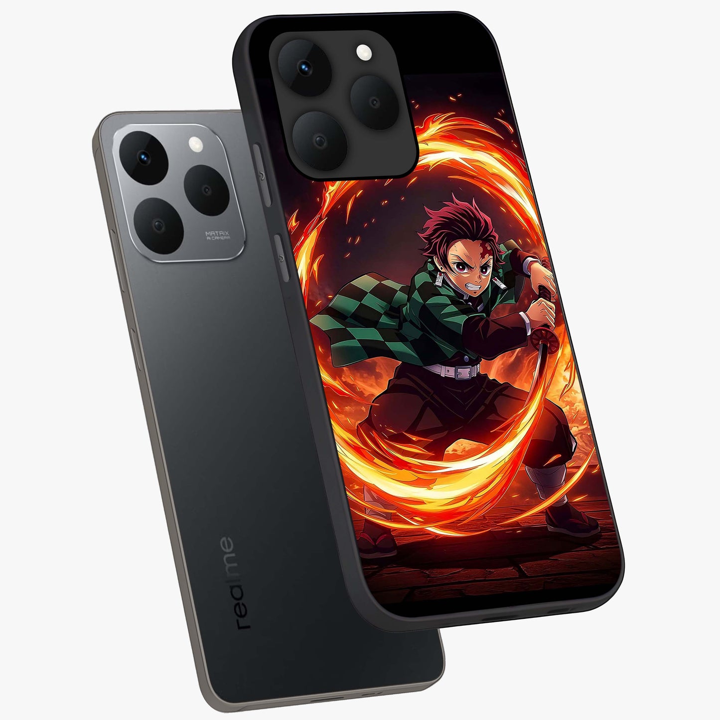 Blazing Sword Resolve Glass Case displayed in angled mockup highlighting powerful sword illustration and bold fantasy theme.