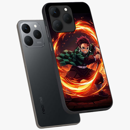 Blazing Sword Resolve Glass Case displayed in angled mockup highlighting powerful sword illustration and bold fantasy theme.