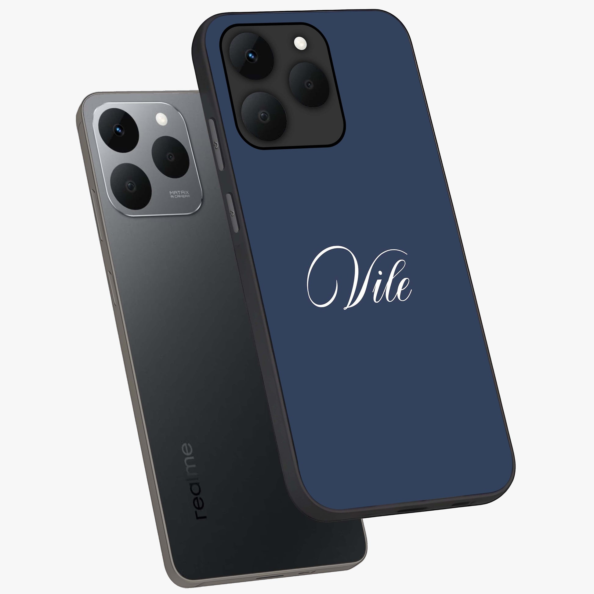 Blue Vintage Floral Pattern Glass Case showing flat back view with elegant vintage floral artwork and glossy glass finish.