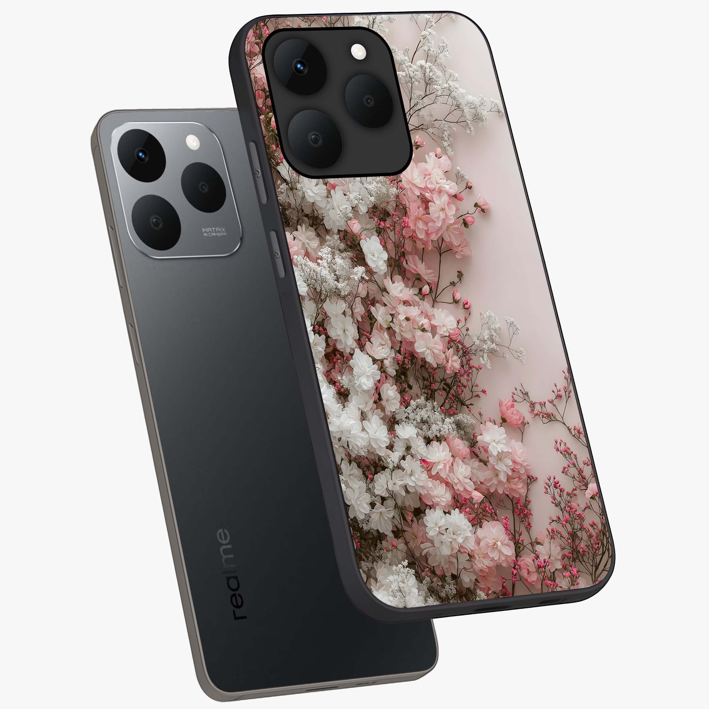 Blush Blossom Cloud Glass Case displayed in angled mockup highlighting soft cloud and blossom design with pastel aesthetic.