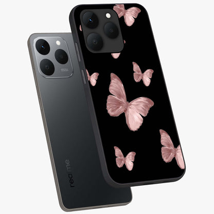 Butterfly Pattern Glass Case displayed in angled mockup highlighting delicate butterfly design and aesthetic pattern style.