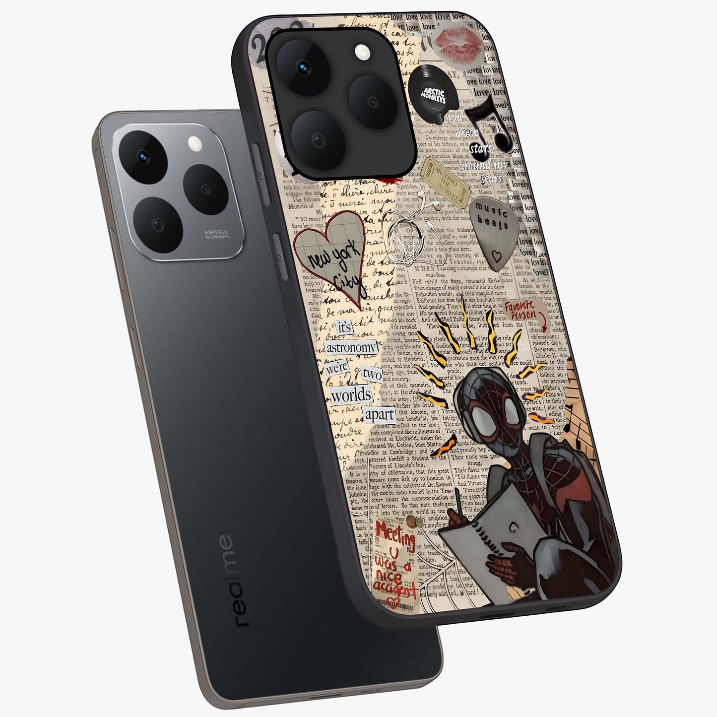 City Dream Sketch Glass Case displayed in angled mockup highlighting minimal city illustration with aesthetic sketch style.