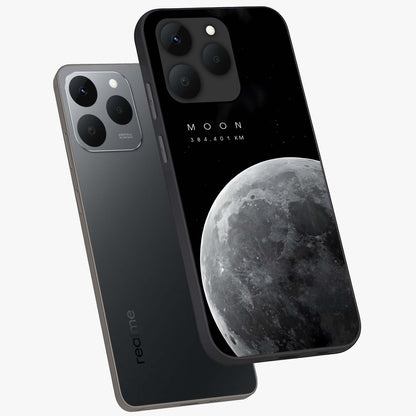 Cosmic Moon Glow Glass Case displayed in angled mockup highlighting celestial moon design with cosmic aesthetic theme.