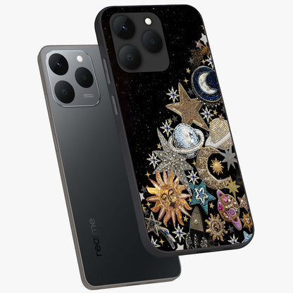 Cosmic Sparkle Dreams Glass Case displayed in angled mockup highlighting dreamy star sparkle design with celestial aesthetic.