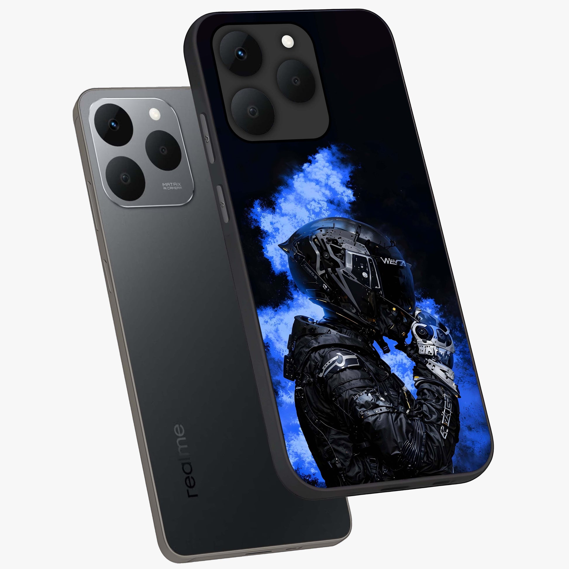 Cyber Sentinel Protocol Glass Case displayed in angled mockup highlighting digital cyber design with sci-fi aesthetic style.