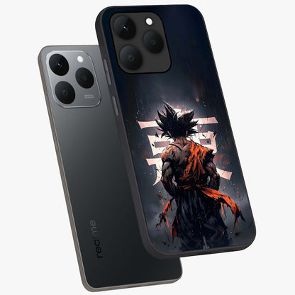 Dark Warrior In Rain Glass Case displayed in angled mockup highlighting dramatic warrior illustration with dark rain aesthetic.