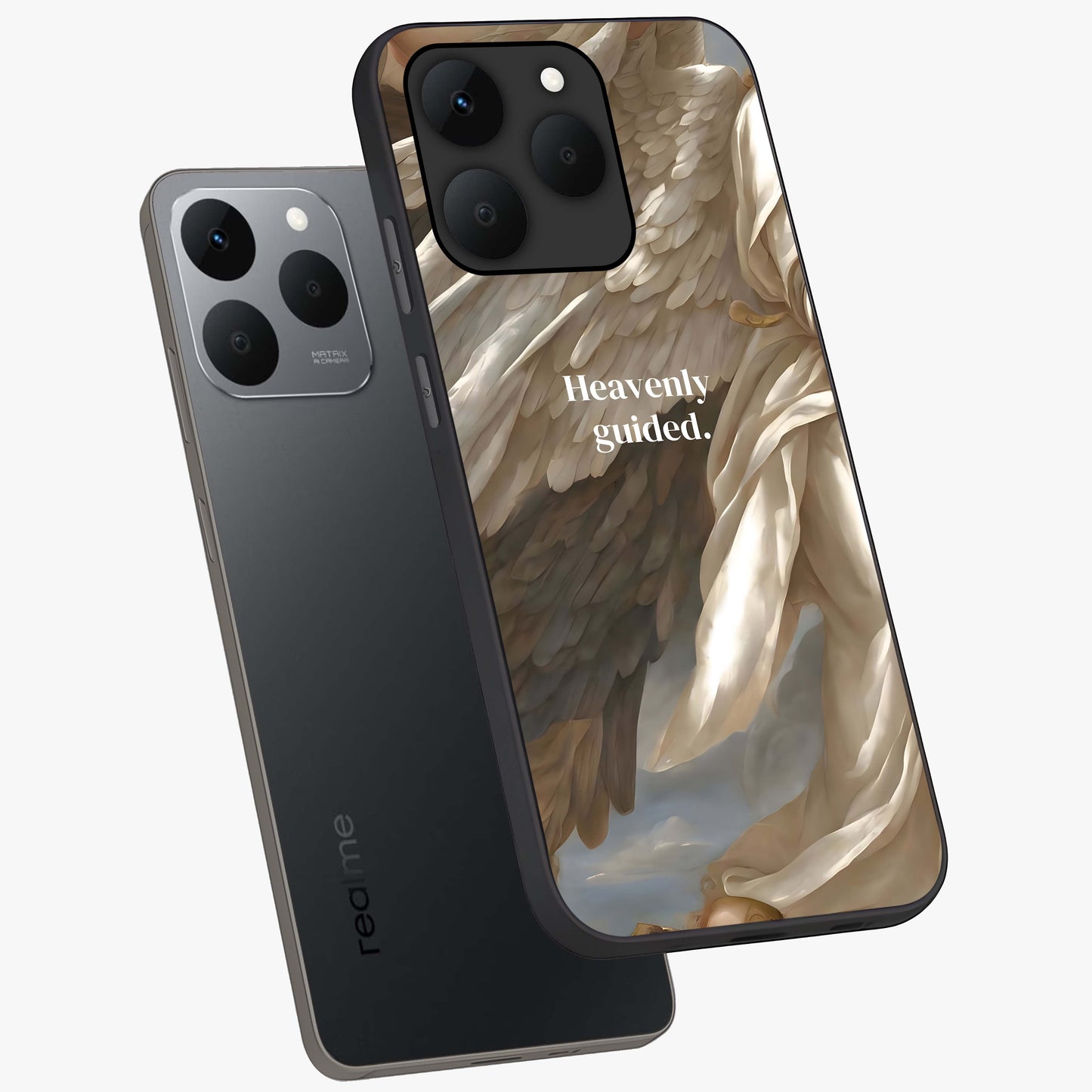 Divine Winged Grace Glass Case displayed in angled mockup highlighting graceful wing design with divine aesthetic style.