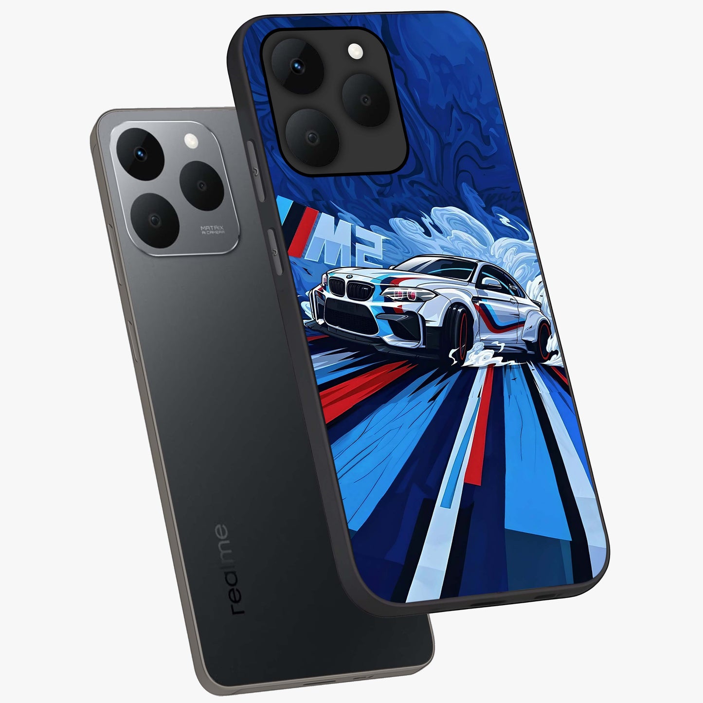 Drift Power Rush Glass Case displayed in angled mockup highlighting powerful drift car design with sporty aesthetic style.