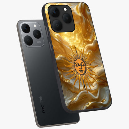 Eternal Golden Glow Glass Case displayed in angled mockup highlighting glowing golden aesthetic design with elegant style.