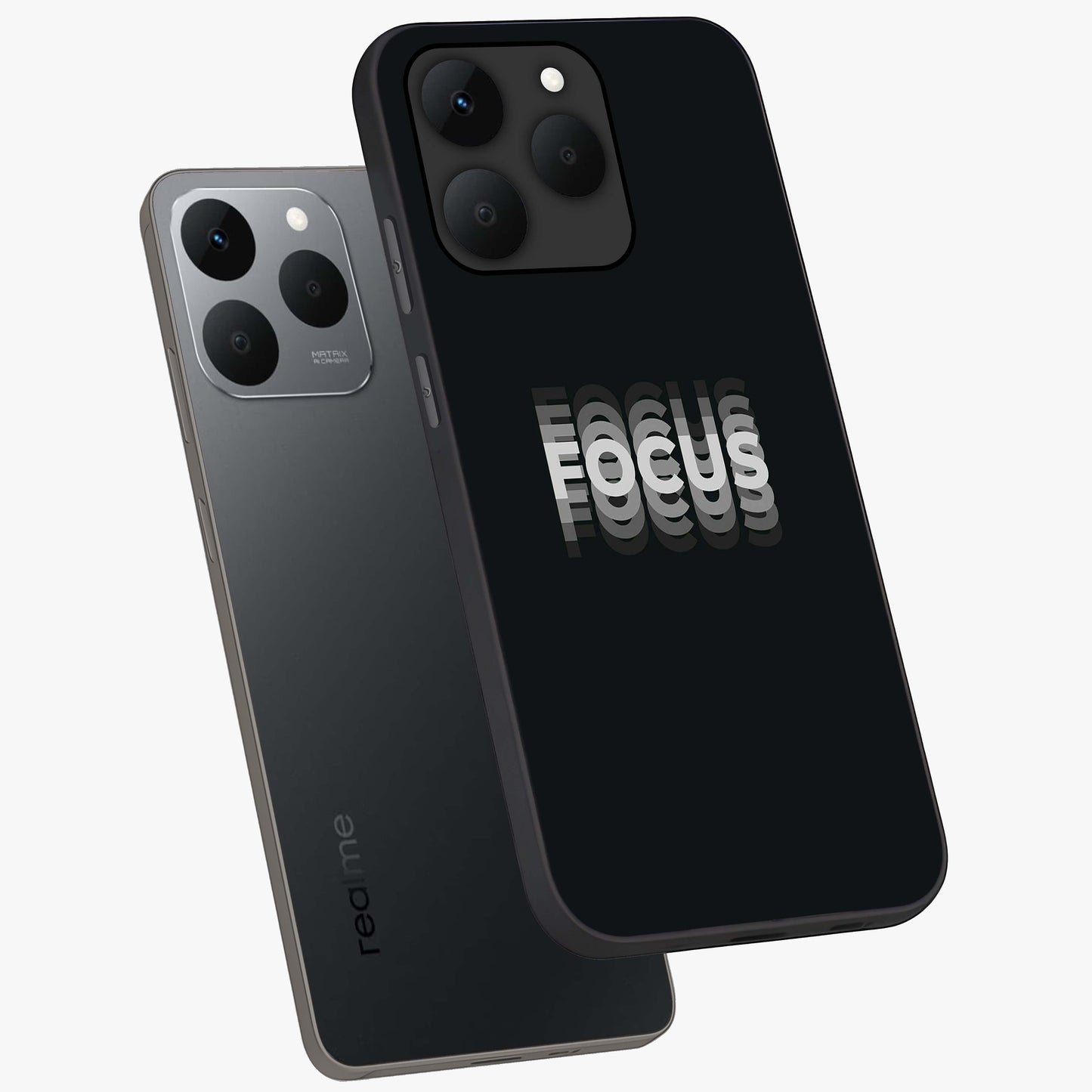 Focus Mode On Glass Case displayed in angled mockup highlighting clean minimal text artwork with modern aesthetic style.