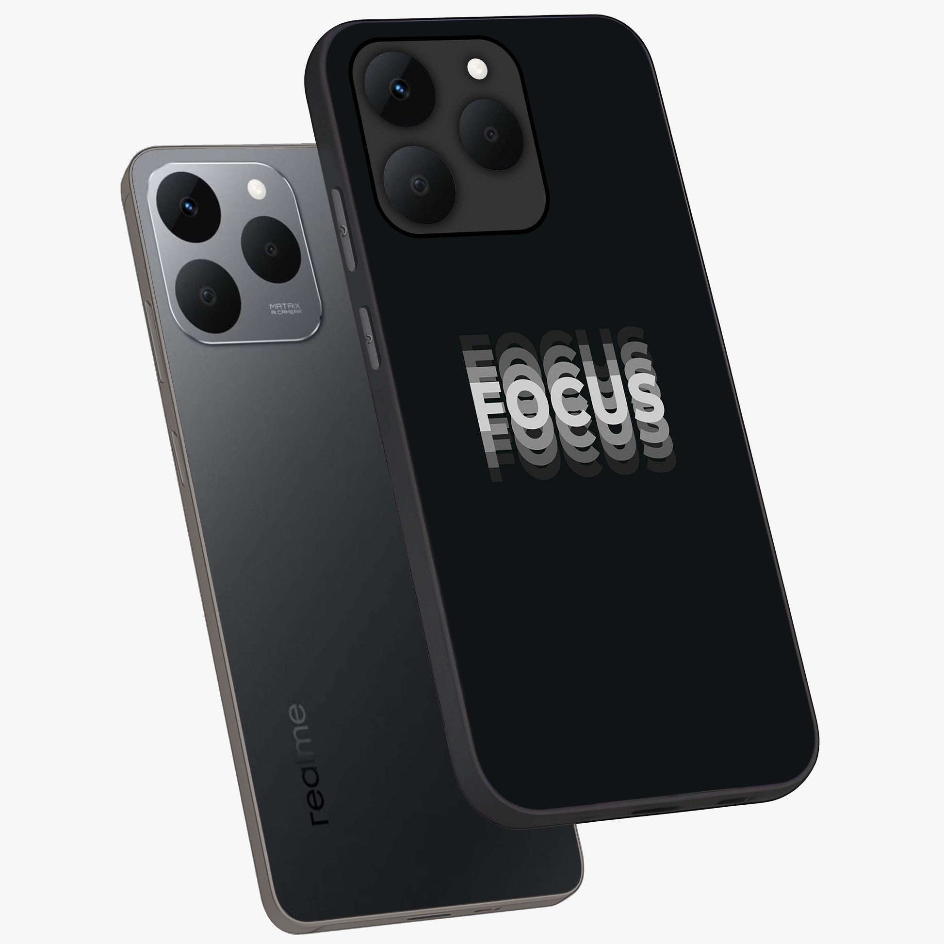 Focus Mode On Glass Case displayed in angled mockup highlighting clean minimal text artwork with modern aesthetic style.