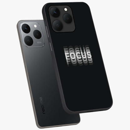Focus Mode On Glass Case displayed in angled mockup highlighting clean minimal text artwork with modern aesthetic style.
