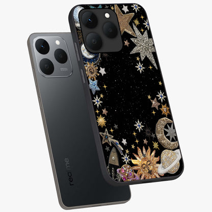 Galactic Jewel Stars Glass Case displayed in angled mockup highlighting shining celestial star design with cosmic aesthetic style.