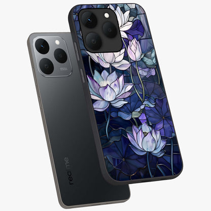 Gloss Petal Rush Glass Case displayed in angled mockup highlighting vibrant petal design with elegant floral aesthetic.