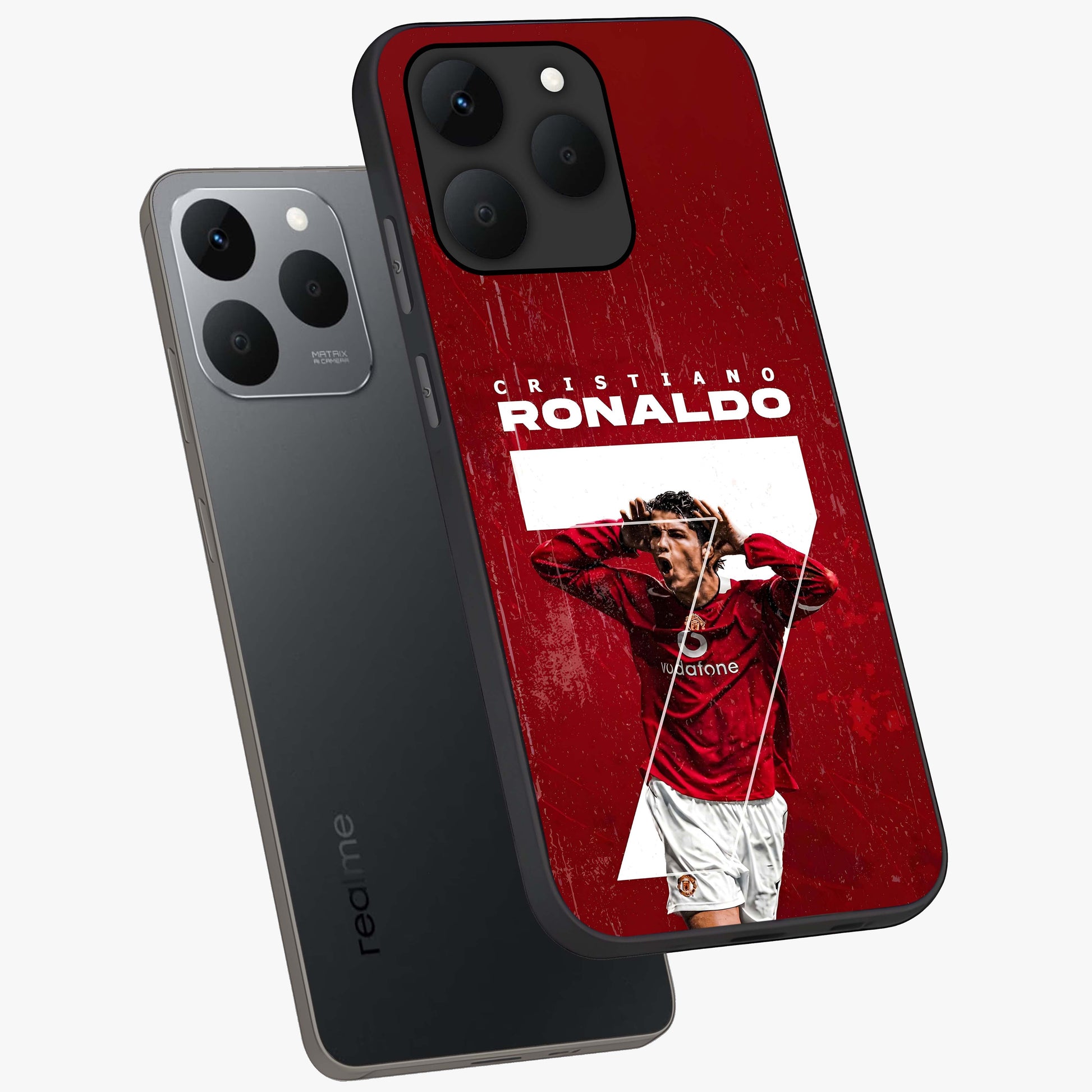 Goal Celebration Legacy Glass Case displayed in angled mockup highlighting energetic sports celebration design with bold athletic theme.