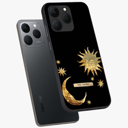 Gold Sun Blush Glass Case displayed in angled mockup highlighting radiant sun design with warm golden aesthetic.