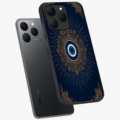 Golden Celestial Charm Glass Case displayed in angled mockup highlighting sparkling cosmic charm design with celestial aesthetic.