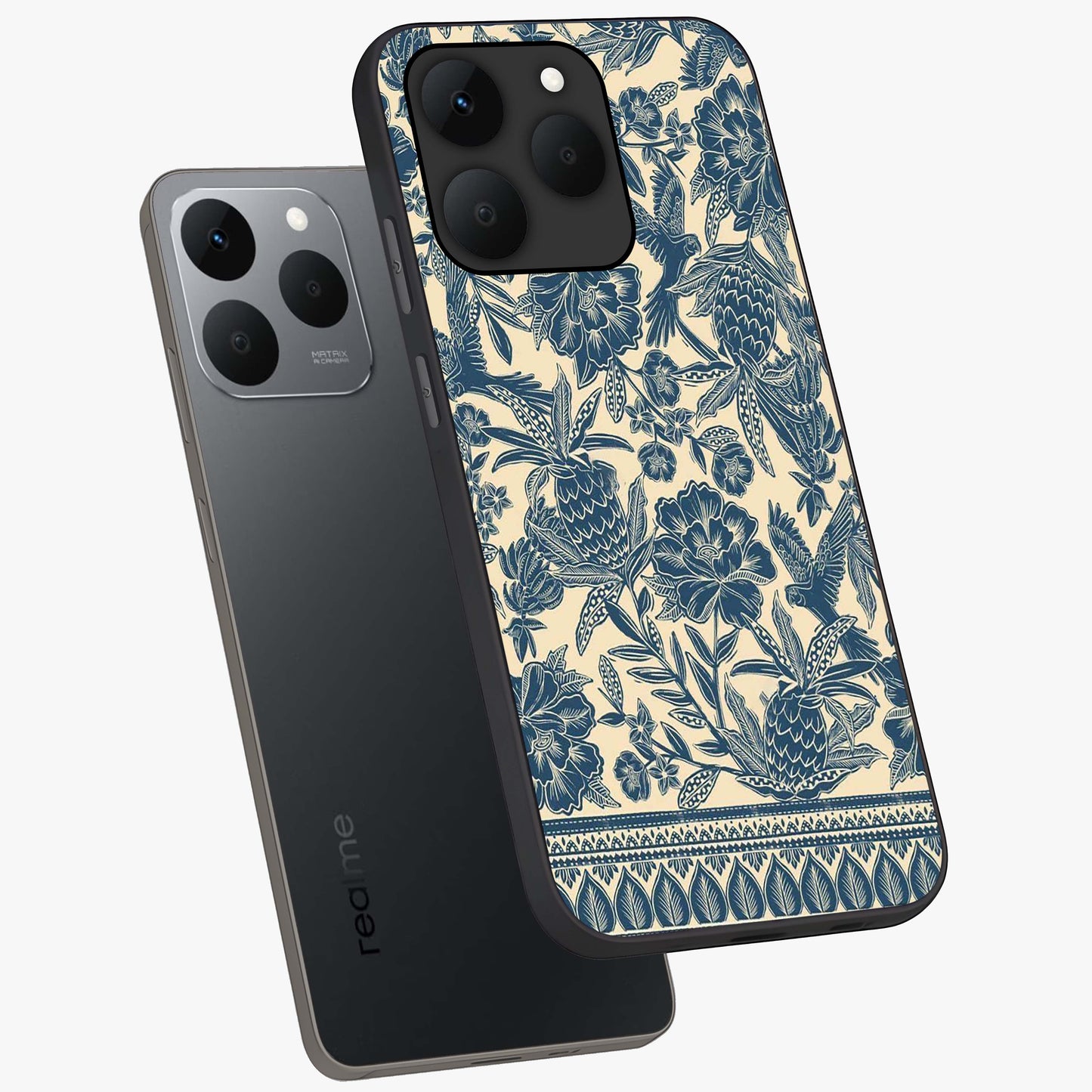 Heirloom Wild Bloom Glass Case displayed in angled mockup highlighting botanical bloom design with classic aesthetic style.