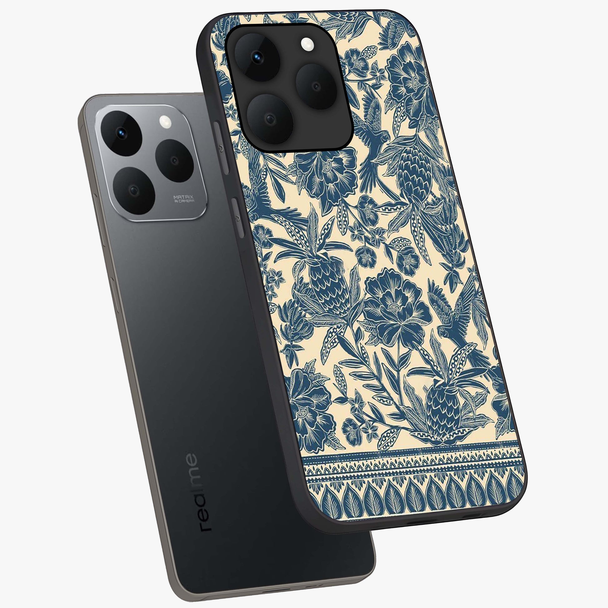 Heirloom Wild Bloom Glass Case displayed in angled mockup highlighting botanical bloom design with classic aesthetic style.