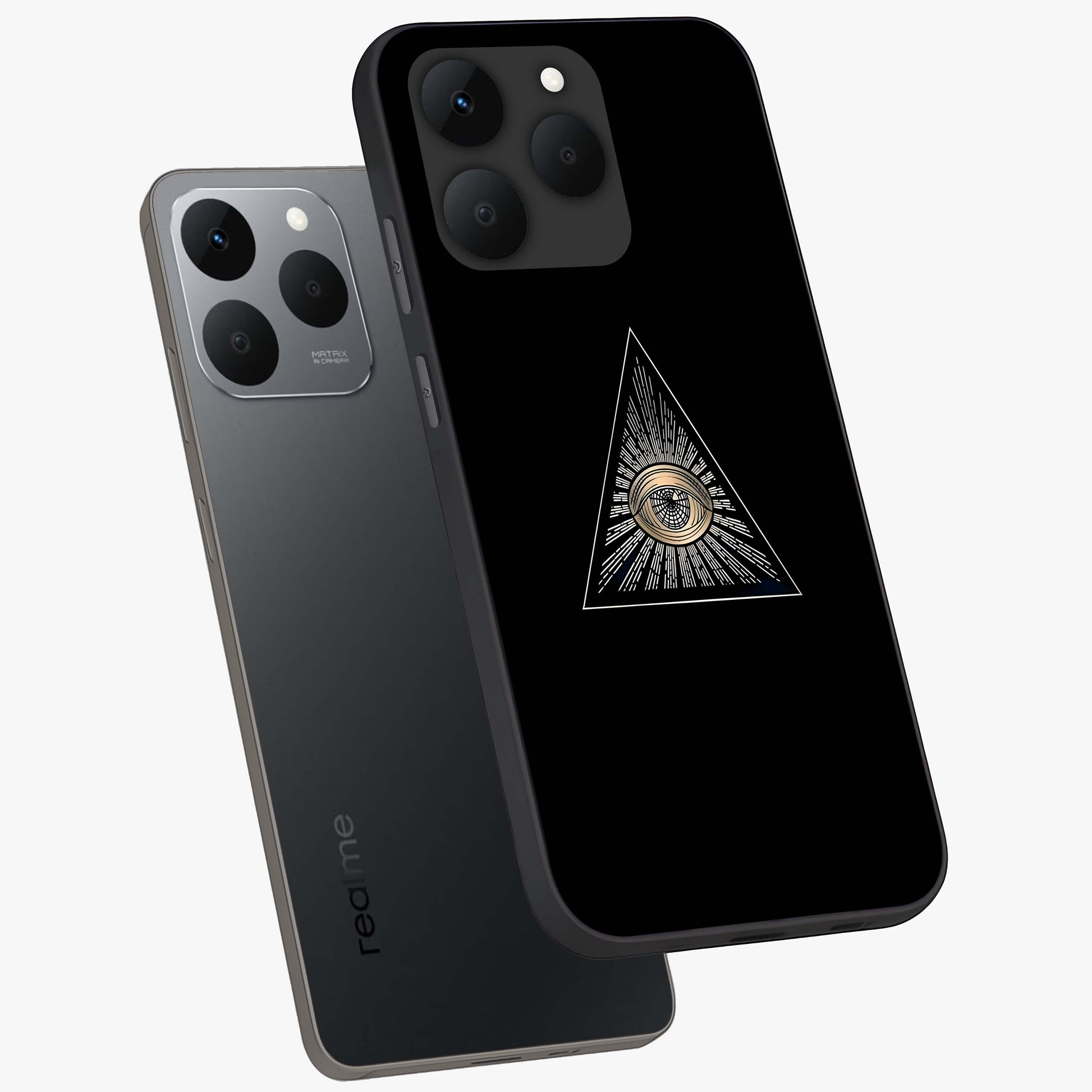 Illuminati Evil Glass Case displayed in angled mockup highlighting dark occult inspired design with bold aesthetic style.