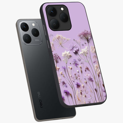 Lavender Blossom Dream Glass Case displayed in angled mockup highlighting dreamy lavender flower design with calming aesthetic style.
