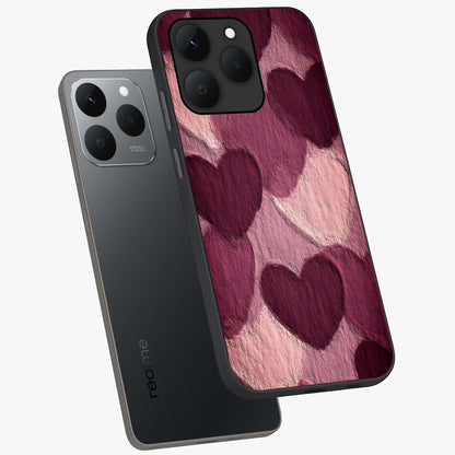Layered Paper Hearts Glass Case displayed in angled mockup highlighting creative paper craft heart design with romantic aesthetic.