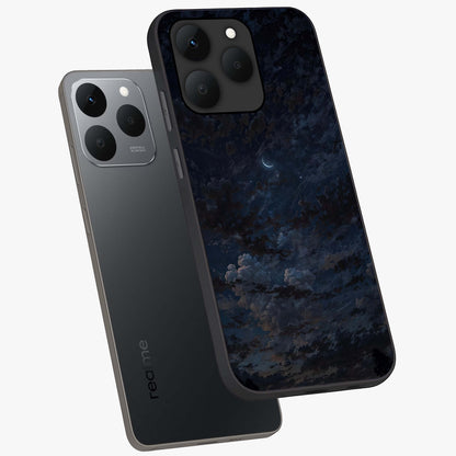 Lunar Veil Silence Glass Case displayed in angled mockup highlighting soft lunar design with peaceful celestial aesthetic.