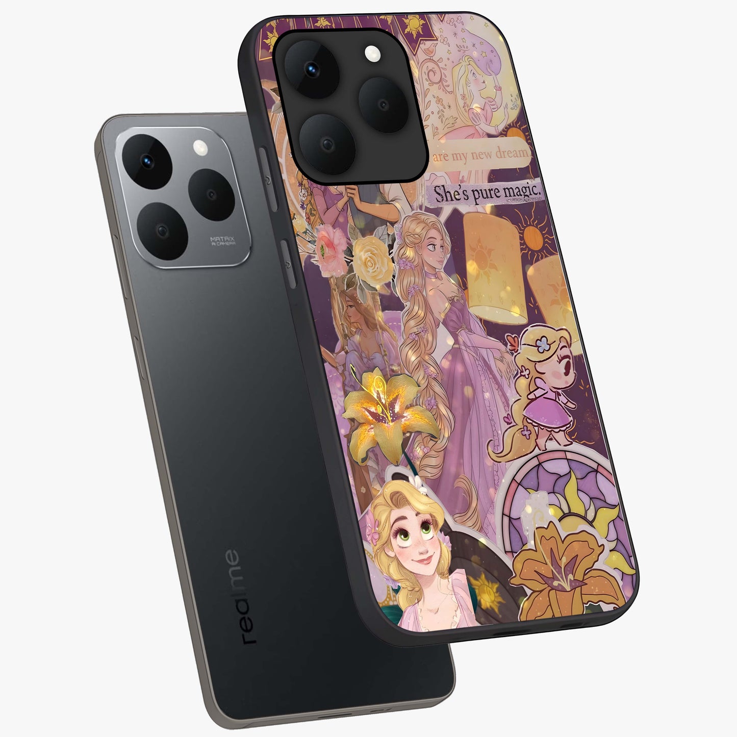 Magical Tangled Dream Glass Case displayed in angled mockup highlighting whimsical fantasy design with magical aesthetic.