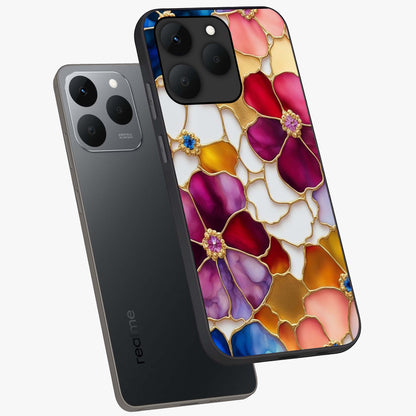 Marble Flower Pattern Glass Case displayed in angled mockup highlighting elegant marble floral design with modern aesthetic.